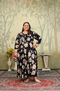 Jyoti Fashion Women's Black Rayon Floral Print with Sequins Designer Anarkali Set | Grocsy