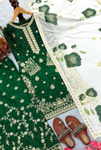 Teeya Creation Green Fendy Silk Beads Work Designer Wedding Wear Salwar Suit | Grocsy