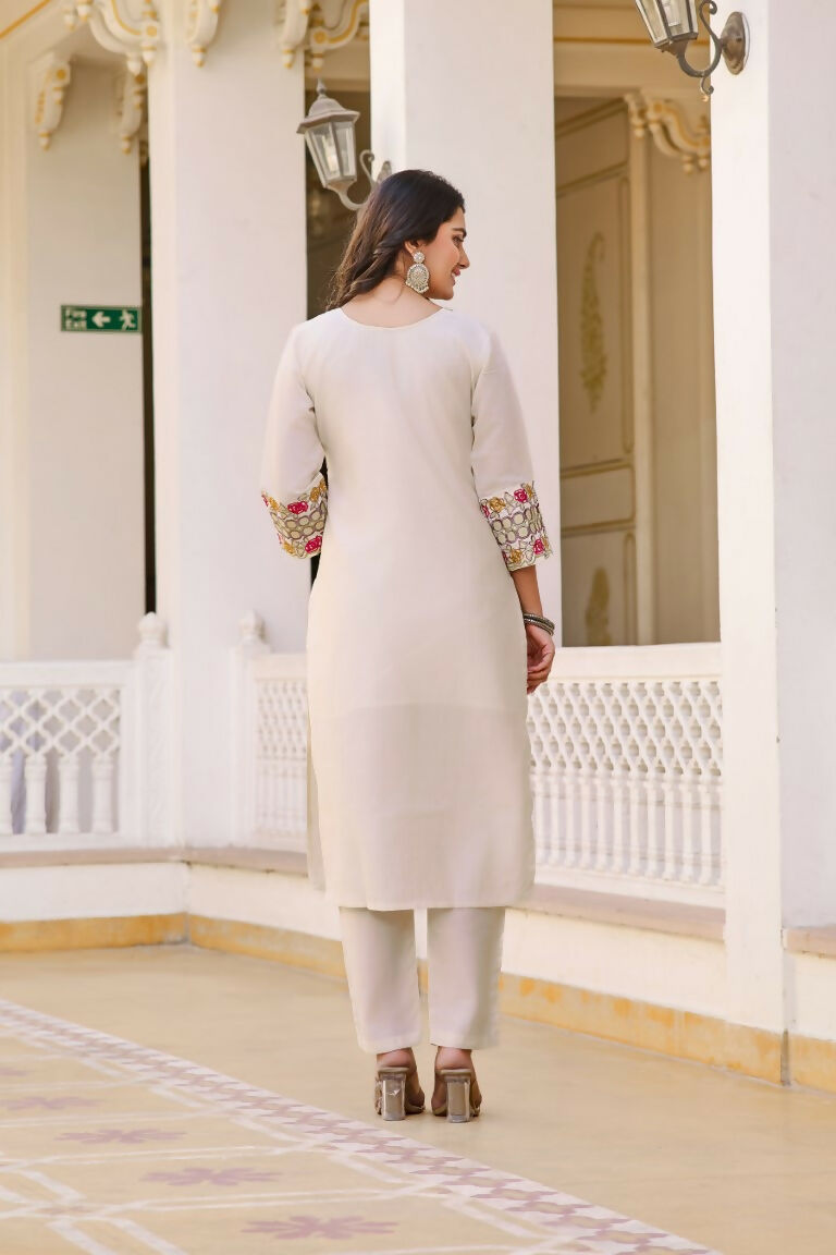 Festive Wear Ethnic White vetigun Stitched Suit With Dupatta - Nisha | Grocsy