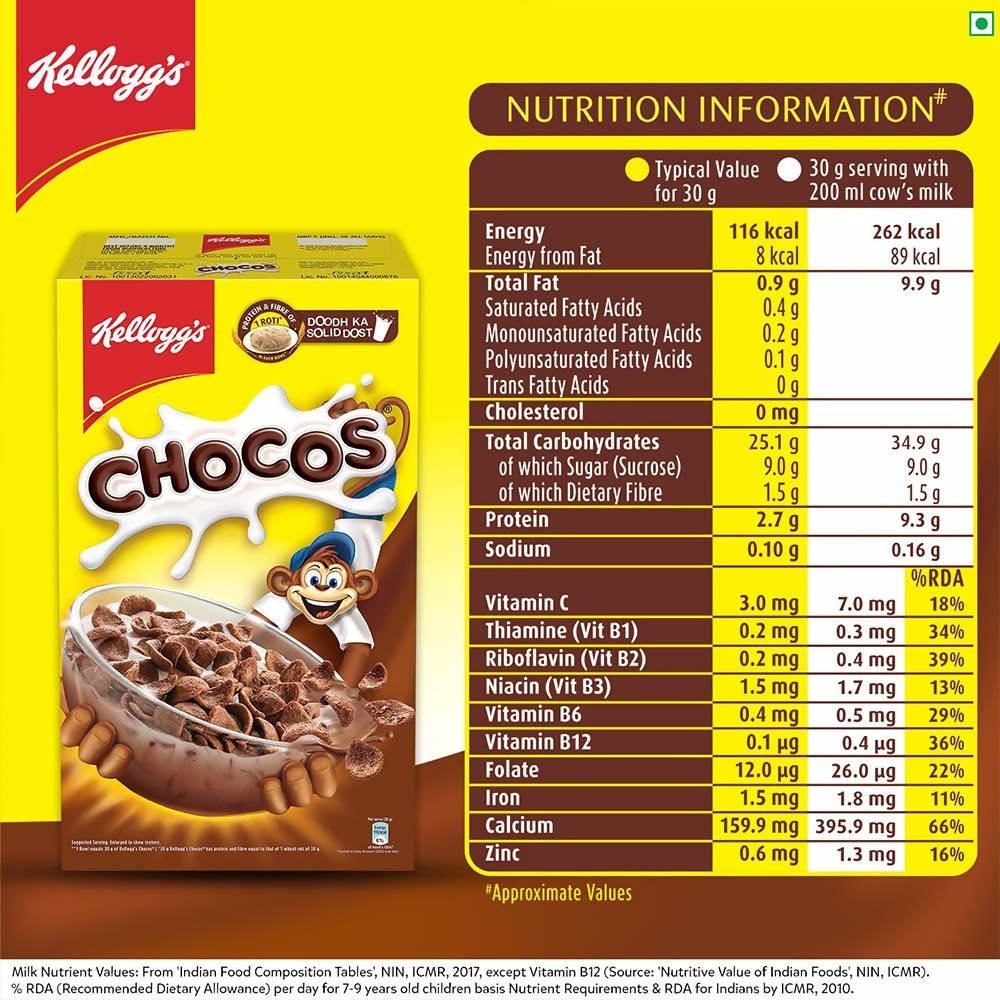 Kellogg's Chocos For Kids, Multigrain Energy, More Chocolatey, Kids Breakfast Cereal | Grocsy