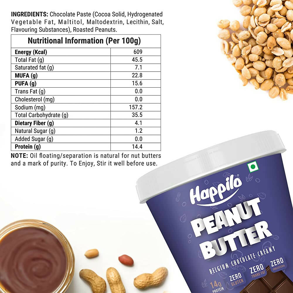 Happilo Belgium Chocolate Peanut Butter Creamy | Grocsy