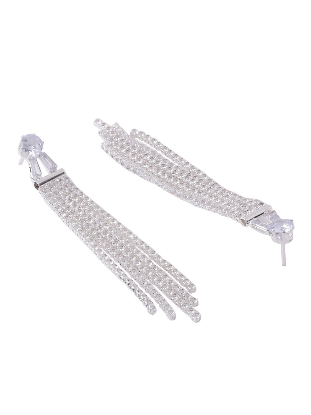 NVR Women Silver Toned Contemporary Drop Earrings | Grocsy