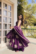 Teeya Creation New Womens Trendy Embroidery Sequence Work Purple Kurta Set | Grocsy