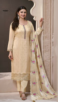 Anaita Cream Silk Embroidered Stitched Salwar Suit | Grocsy