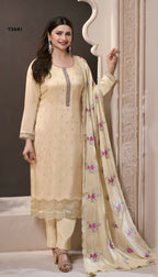 Anaita Cream Silk Embroidered Stitched Salwar Suit | Grocsy