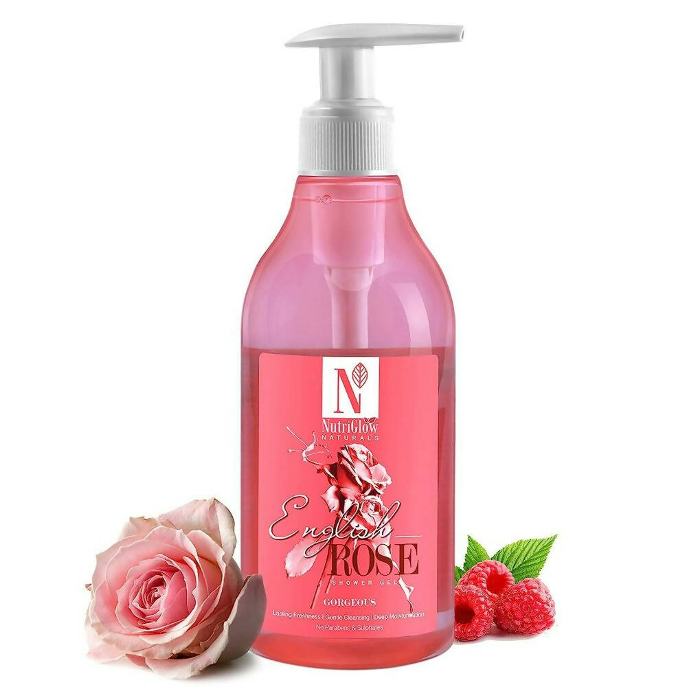 NutriGlow NATURAL'S English Rose Shower Gel With Mulberry Extract For Long Lasting Freshness | Grocsy