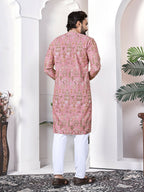 Anaita Peach Digital Printed Work Cotton Straight Kurta | Grocsy
