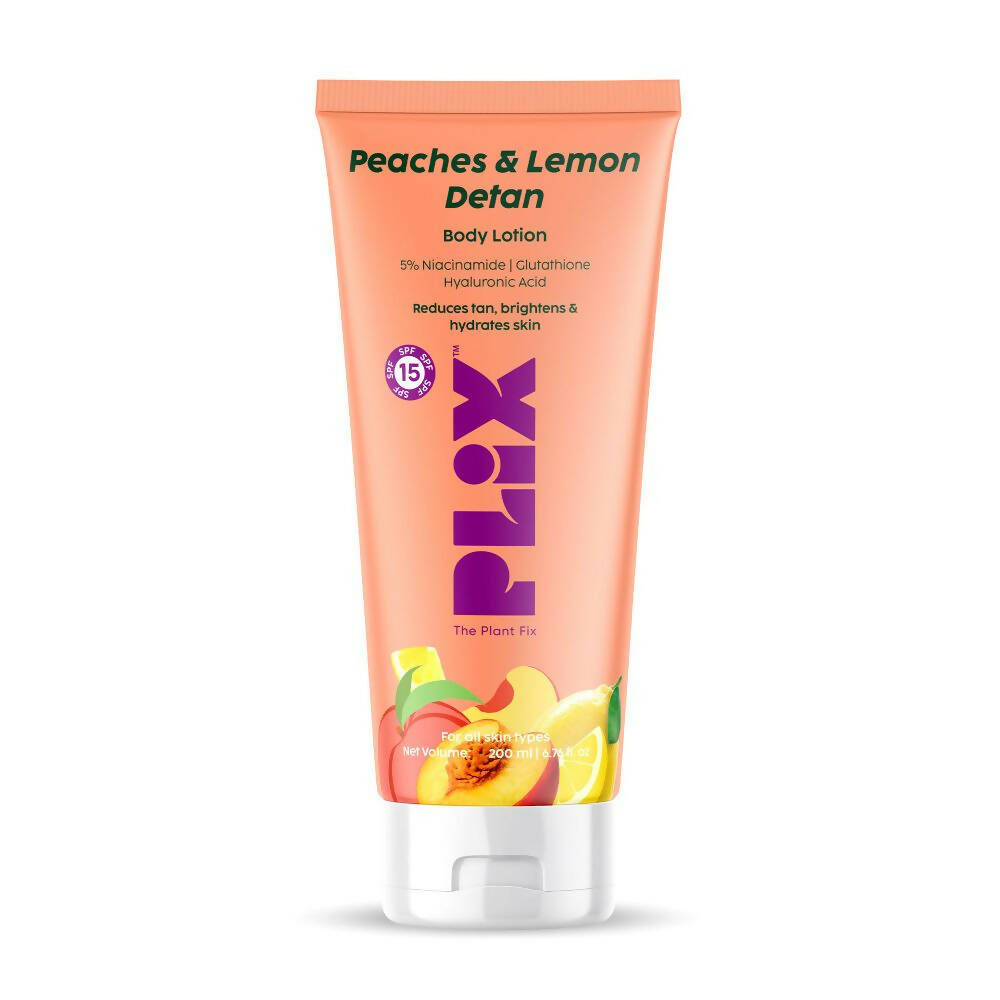 PLIX The Plant Fix Peaches & Lemon Detan Body Lotion with SPF 15 | Grocsy