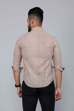 Miravan Men's Beige Pure Cotton Handblock Floral Print Shirt | Grocsy