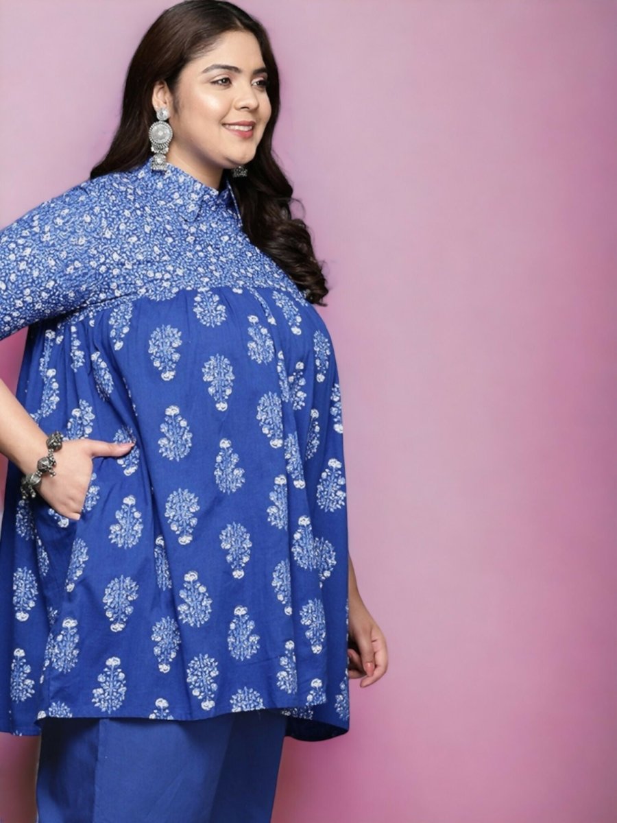 Ahalyaa Women's Traditional wear Tunic - Indigo blue | Grocsy