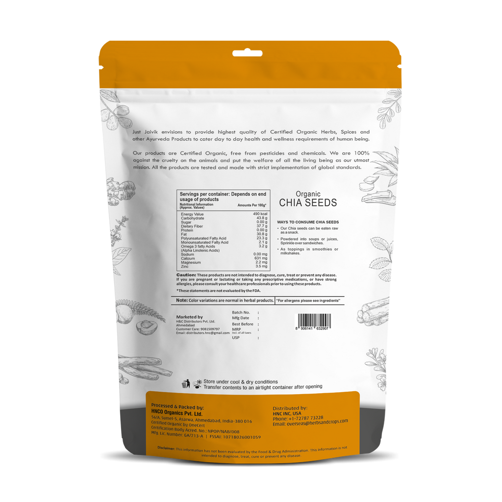 Just Jaivik Organic Chia Seeds | Grocsy