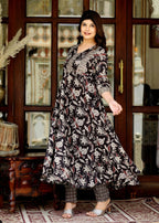 Miravan Women's Yoke Embroidery Anarkali Kurta And Palazzo Set | Grocsy