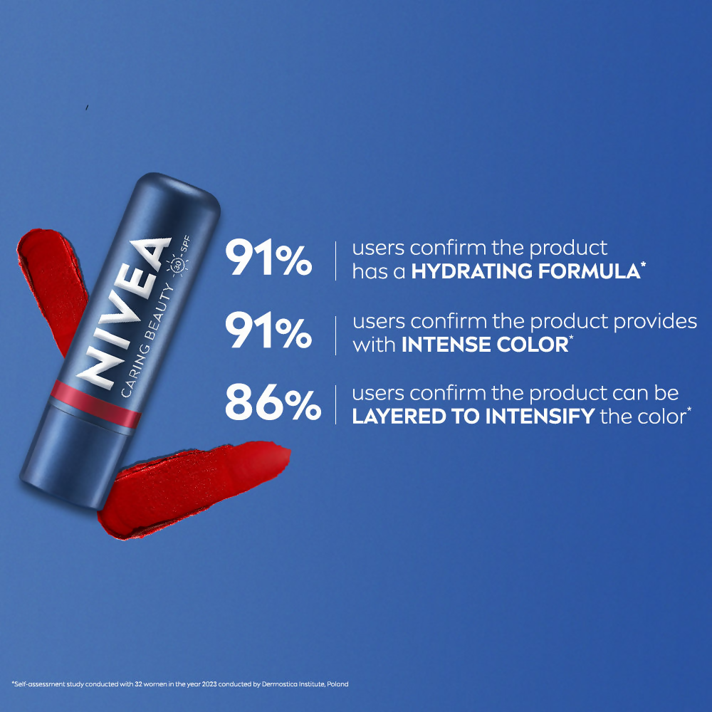 Nivea Lip Caring Beauty Red Lip Balm With SPF 30 - Red | Grocsy