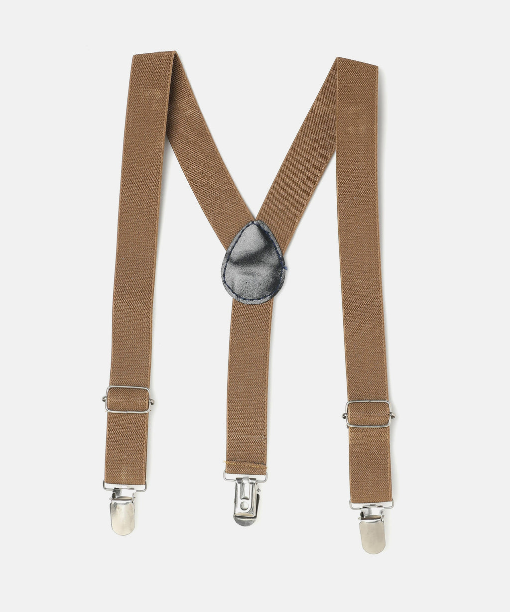 Manet Boys Solid Suspenders - Beige | Grocsy
