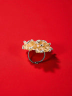 Inhanns Rang-E-Roshan Adjustable Ring – Handmade Crystal Statement Ring - Peach | Grocsy