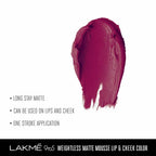 Lakme 9 to 5 Weightless Mousse Lip & Cheek Color - Magenta Kiss | Grocsy