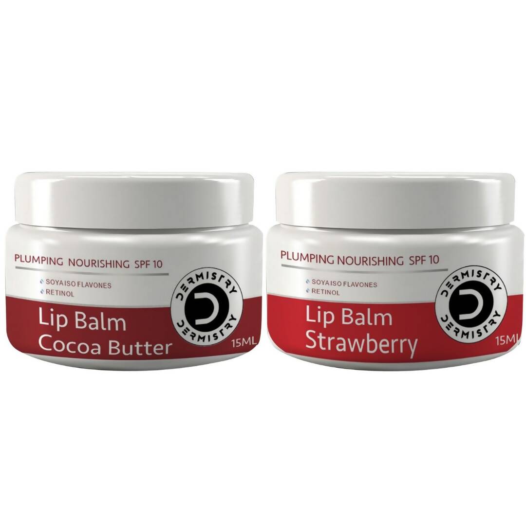 Dermistry Nourishing Cocoa Butter Lip Balm & Strawberry Lip Balm | Grocsy