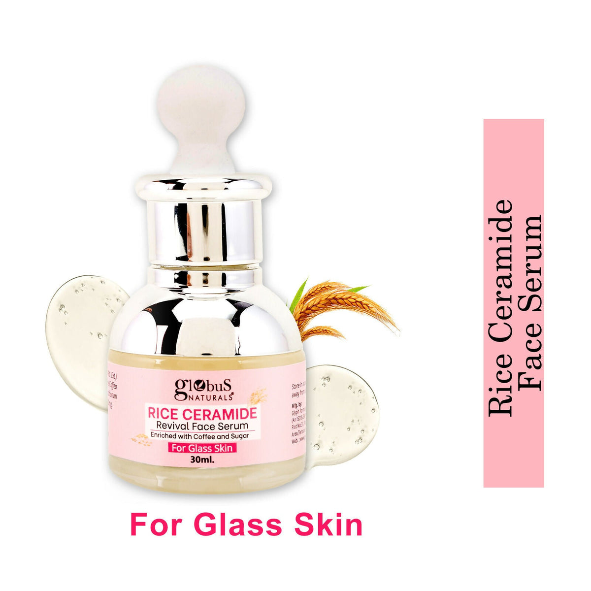 Globus Naturals Rice Ceramide Revival Face Serum, For Korean Glass Skin | Grocsy