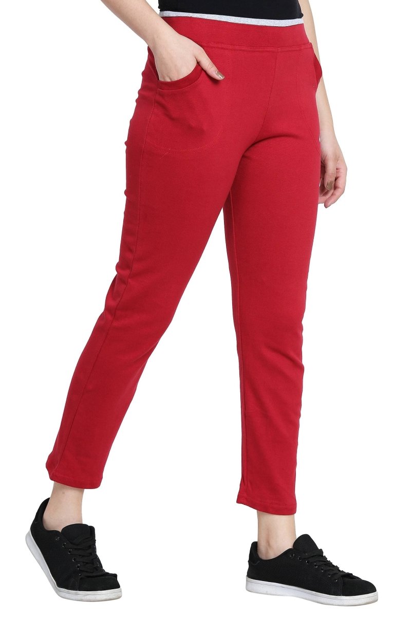 Asmaani Red color Hosiery Lower with Two Side Pockets. | Grocsy