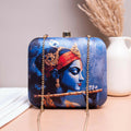 Joban Fashion Blue Based Majestic Krishna Printed Clutch - Blue | Grocsy