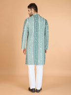 Vastranavya Pista Exclusive Festival Wear Pure Viscose Rayon Sequence & Foil Mirror Heavy Embroidered Work Kurta | Grocsy