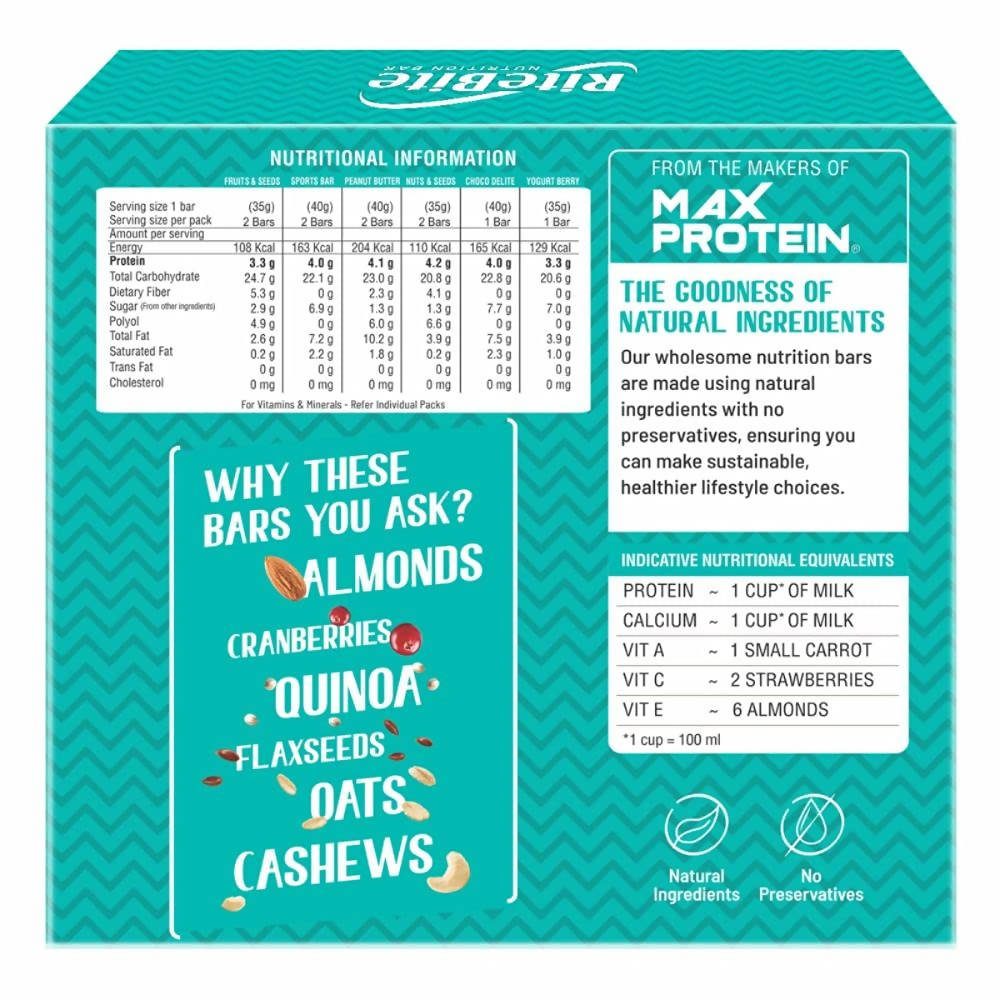 RiteBite Max Protein Nutrition Assorted Bars | Grocsy