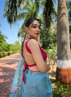 Vamsee Vamakshi Grey Organza Saree | Grocsy