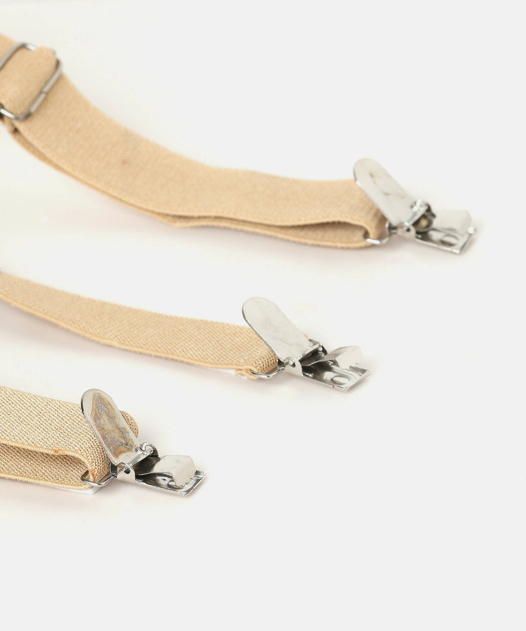 Manet Boys Solid Suspenders - Cream | Grocsy