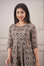 Partywear Designer Hand Screen and Foil Print Multi Pure chanderi Gown - Anbazaar | Grocsy