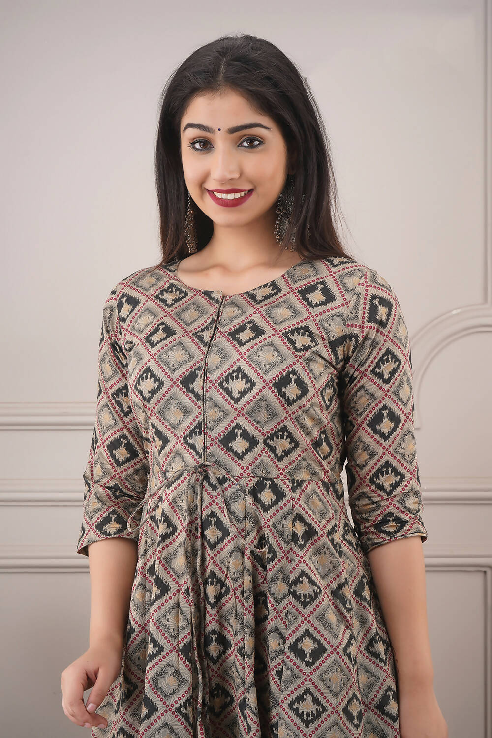 Partywear Designer Hand Screen and Foil Print Multi Pure chanderi Gown - Anbazaar | Grocsy