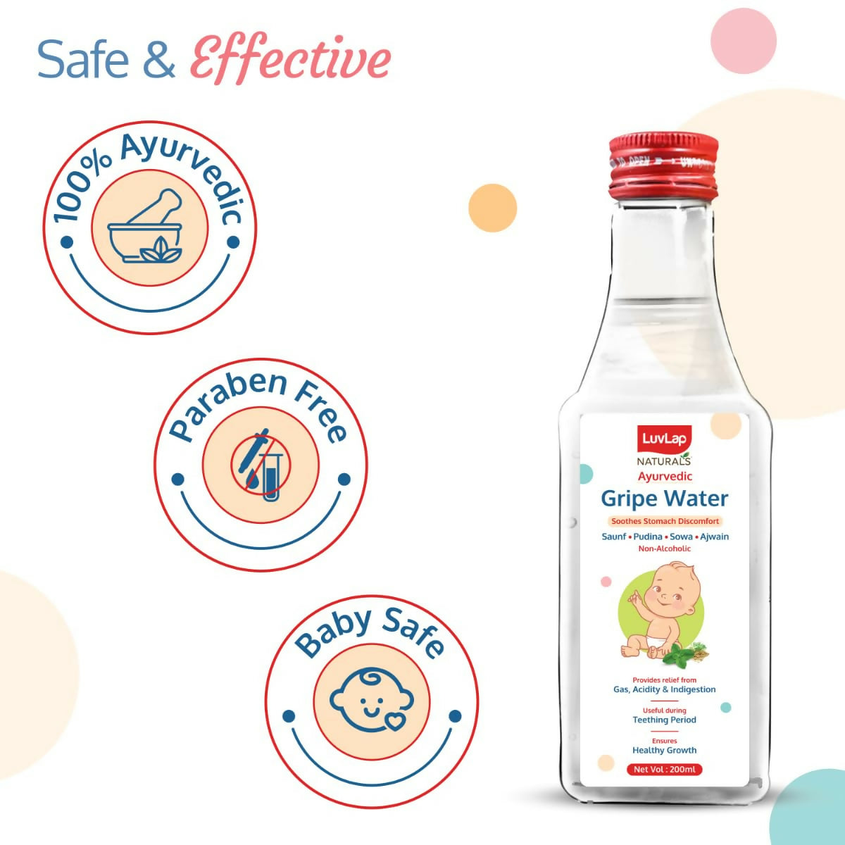 LuvLap Naturals 100% Ayurvedic Gripe Water with Saunf, Pudina, Sowa & Ajwain | Grocsy