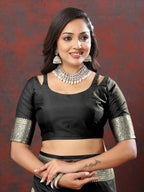 Lorenvalley Fashion Black Soft Silk Woven Design Gold Zari Weaving Saree | Grocsy