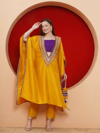 Joban Fashion Yelow Kaftaan Set with ineer and Potli | Grocsy