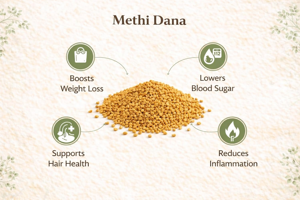 Village-Organica Methi Dana-Whole Fenugreek Seeds | Grocsy