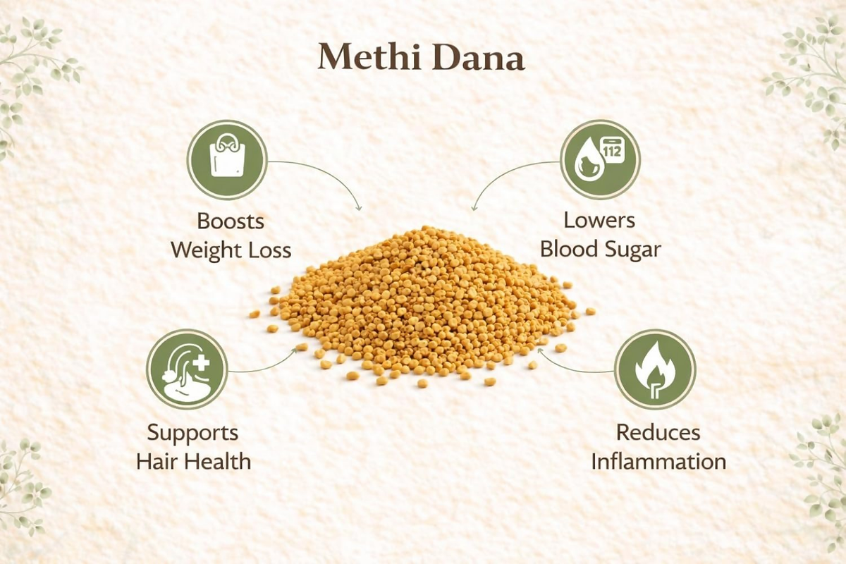 Village-Organica Methi Dana-Whole Fenugreek Seeds | Grocsy