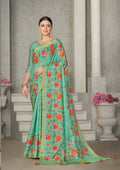 Sea Green Rangkat Tussar Silk Woven Design Saree with Unstitched Blouse - Mohmanthan Eshani | Grocsy