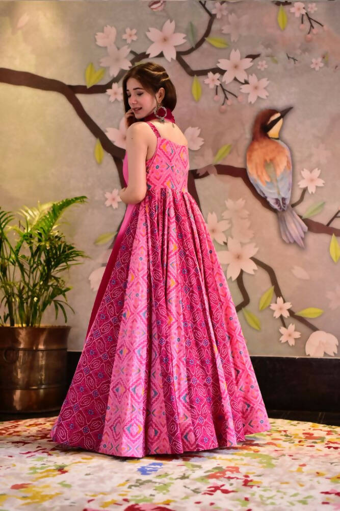 Partywear Designer Light Coral Pure Maslin Gown - Anbazaar | Grocsy