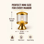 Not Available Pure Brass Ghee Diya for Puja with Glass Cover | Grocsy
