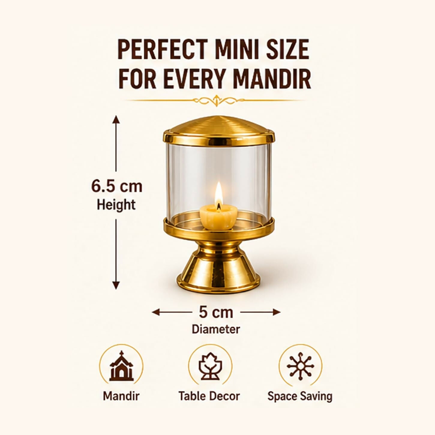 Not Available Pure Brass Ghee Diya for Puja with Glass Cover | Grocsy