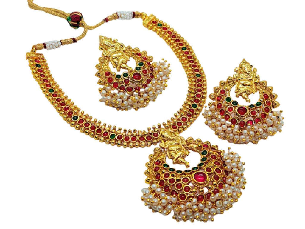 Multicolor kemp Ganesha Necklace Set | Grocsy