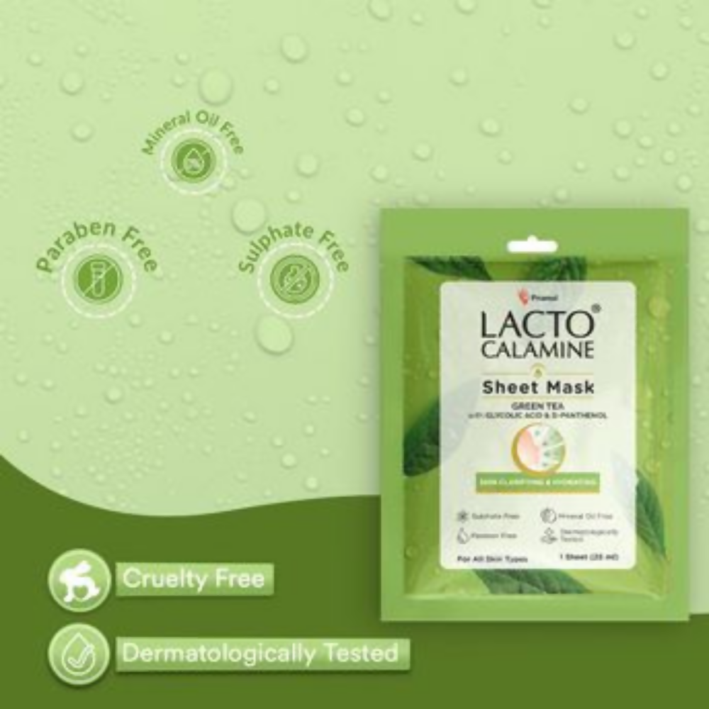 Lacto Calamine Green Tea Face Sheet Mask | Grocsy