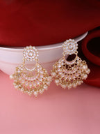 NVR Women Gold-Polished Studded Kundan Chandbali Earrings | Grocsy