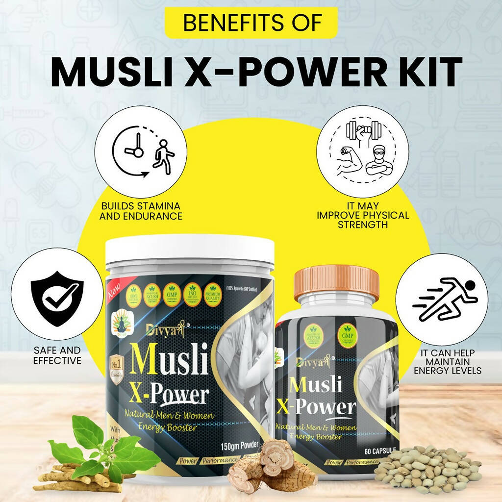 Divya Shree Musli X-Power Capsule, Powder Combo | Grocsy