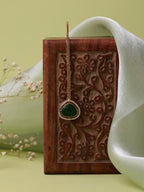 Ruby Raang Gold Polished Green Stone Kundan Maang Tikka | Grocsy
