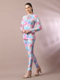 Myshka Women's Multi Printed Round Neck Party Top With Trousers Co-ord set | Grocsy