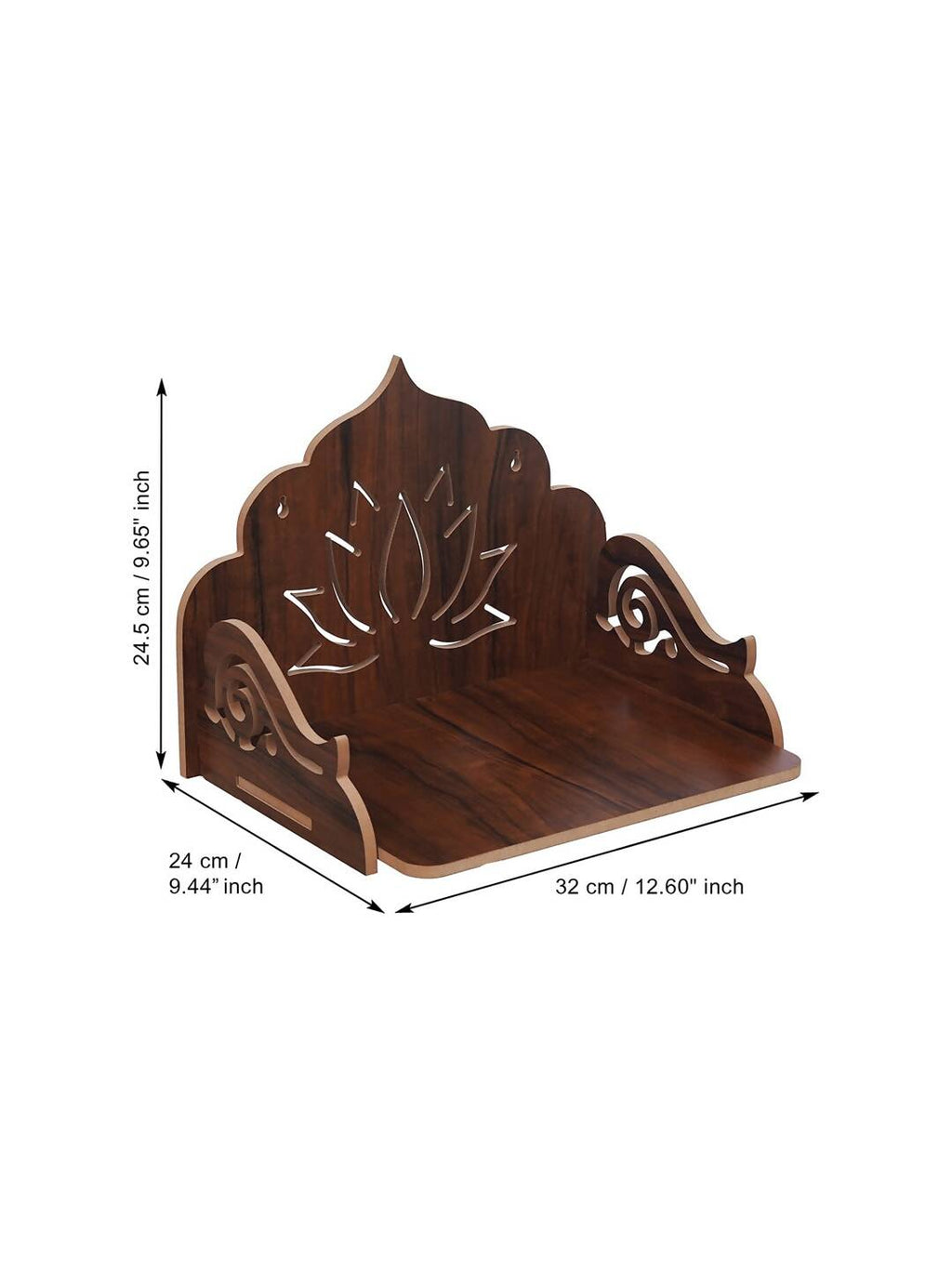 eCraftIndia Brown Lotus Designer Wooden Pooja Temple | Grocsy