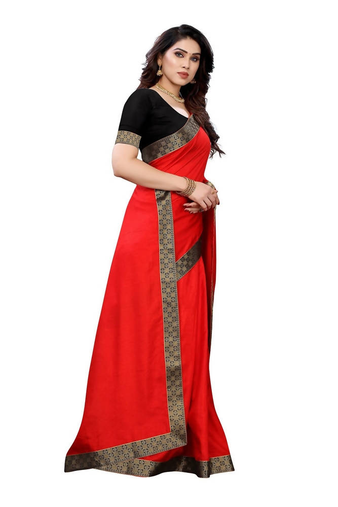Vamika Red Dola Silk Border Saree (Kirti Red) | Grocsy