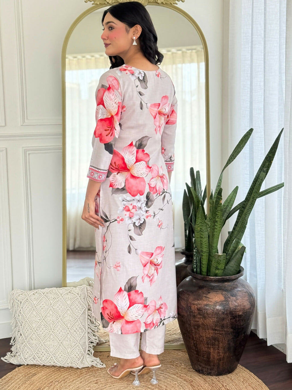 The52 Women's Beautiful Rayon Fabric Printed Work Straight Kurta Pant and Dupatta Set | Grocsy