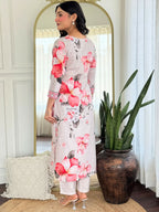 The52 Women's Beautiful Rayon Fabric Printed Work Straight Kurta Pant and Dupatta Set | Grocsy