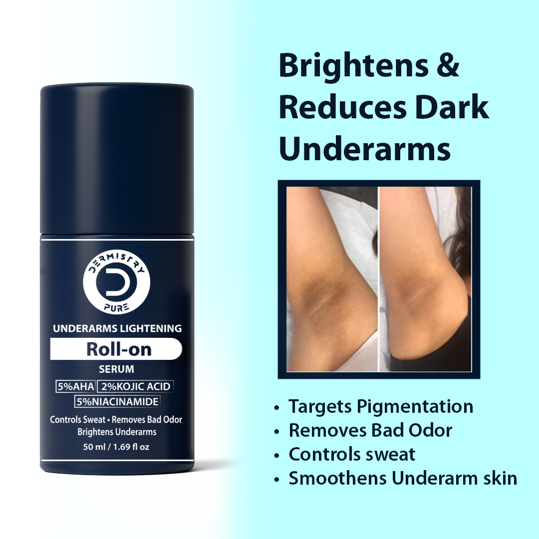 Dermistry Intimate Lightening Brightening & Underarm Deodorant Roll On Serum For Dark Spots Pigmentation | Grocsy